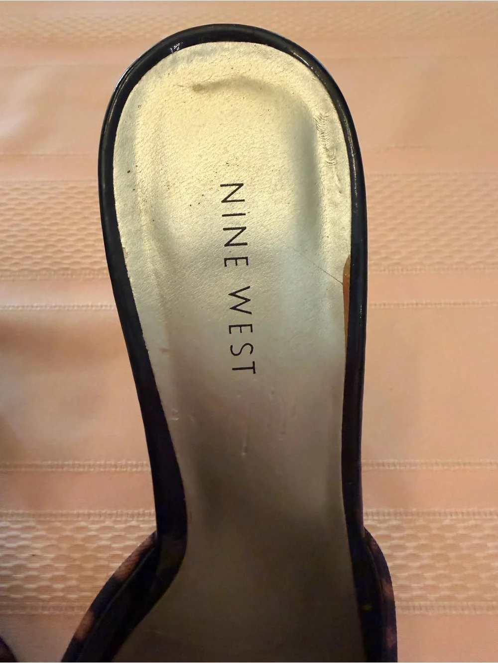 Nine West Leopard-Print Open Toe Slide Heels in Brown and Black - Picture 2 of 7